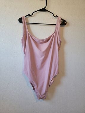 Madewell Square Neck One Piece Pink Open Back Swimsuit Medium